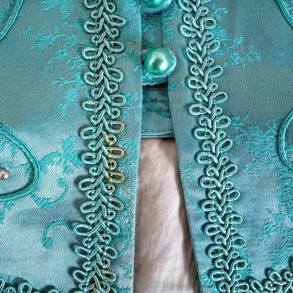 Vintage Nah Nah Collection Aqua Blue Jacquard Jacket - Picture 4 of 5